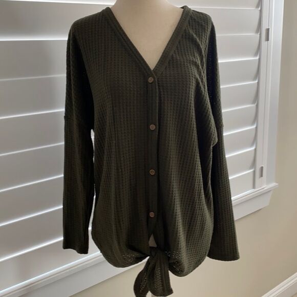 Iwollence hunter green button up thermal sz S - Picture 1 of 9